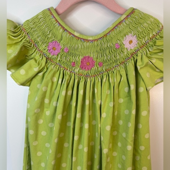 Marjorie’s Daughter Green Smocked Dress Size 4 - Picture 2 of 4